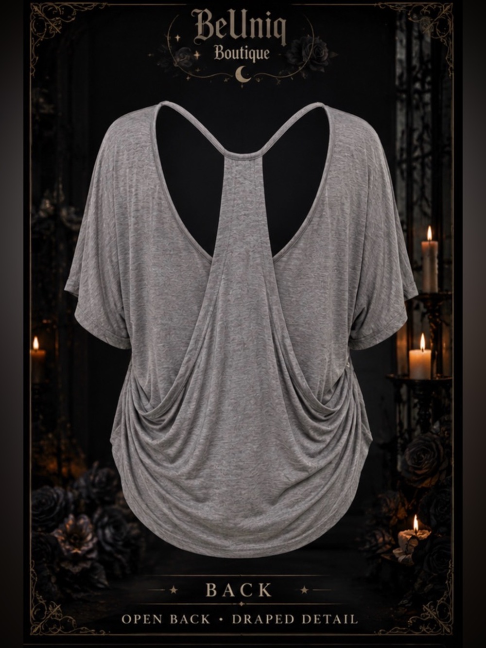 HP!🖤 POL Gray Open Back Draped Dolman Top – Size Small – NWOT - Picture 15 of 16